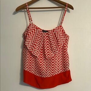A. Byer Ruffled Orange and White Camisole Top Size Small